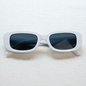 y2k rectangle retro style White Frame, Dark Lens frame sunglasses